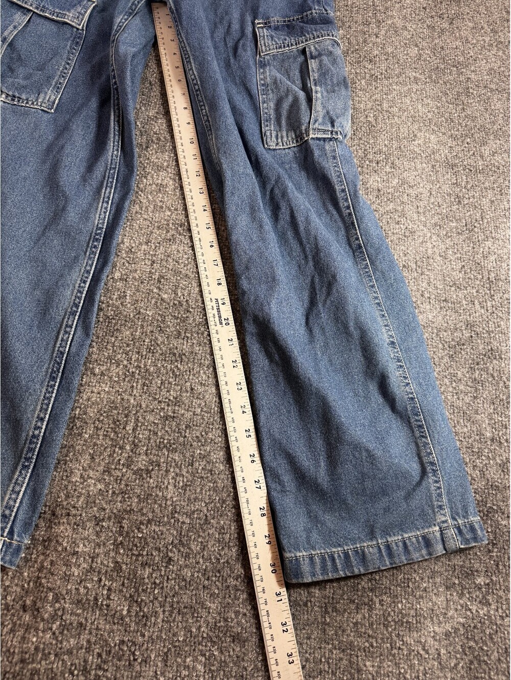 Vans Service Women's Cargo Pants 29 Indigo Blue Denim Loose Tapered Fit Wide Leg - Picture 3 of 10